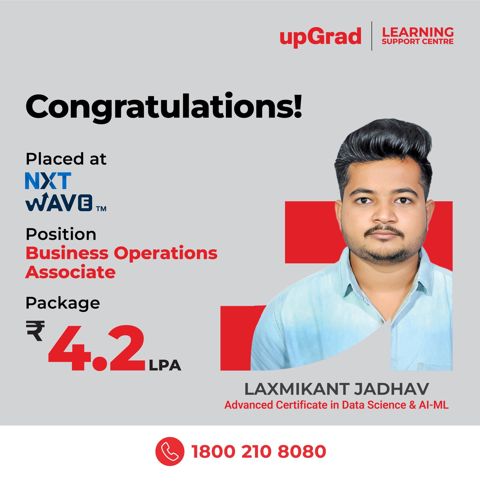 Laxmikant Jadhav placed at NXTWave as a Business Operations Associate with a package of 4.2 LPA